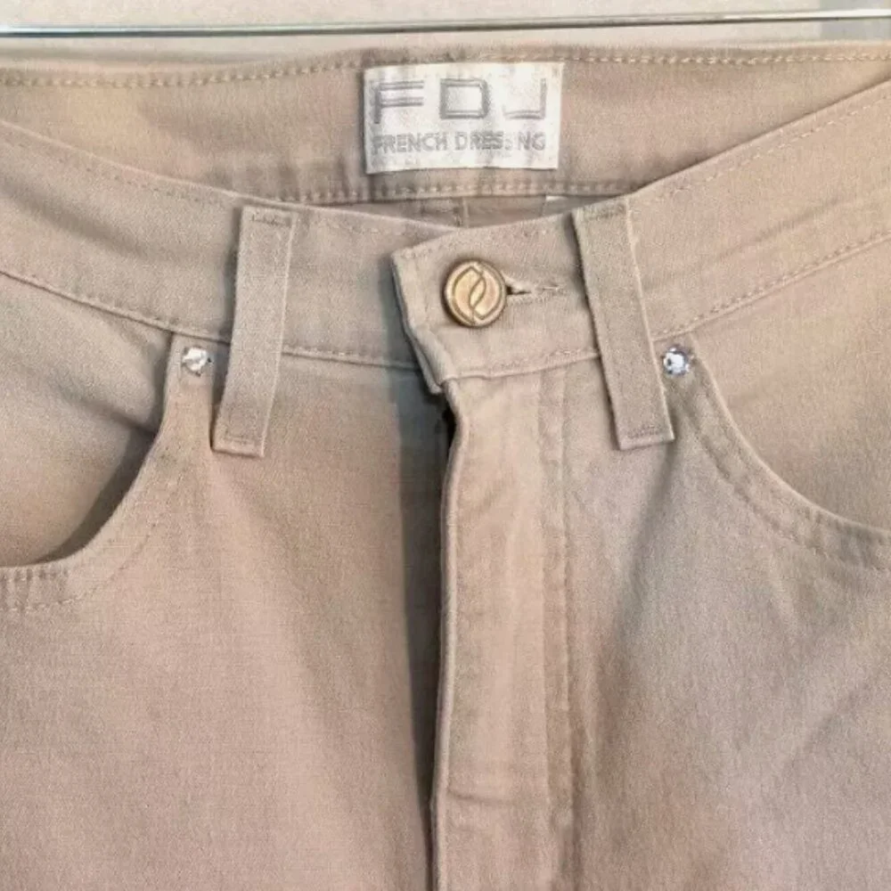 FDJ French Dressing Jeans Pedal Pusher Capri Sz 4 High Rise Khaki / Beige EUC - Picture 5 of 13